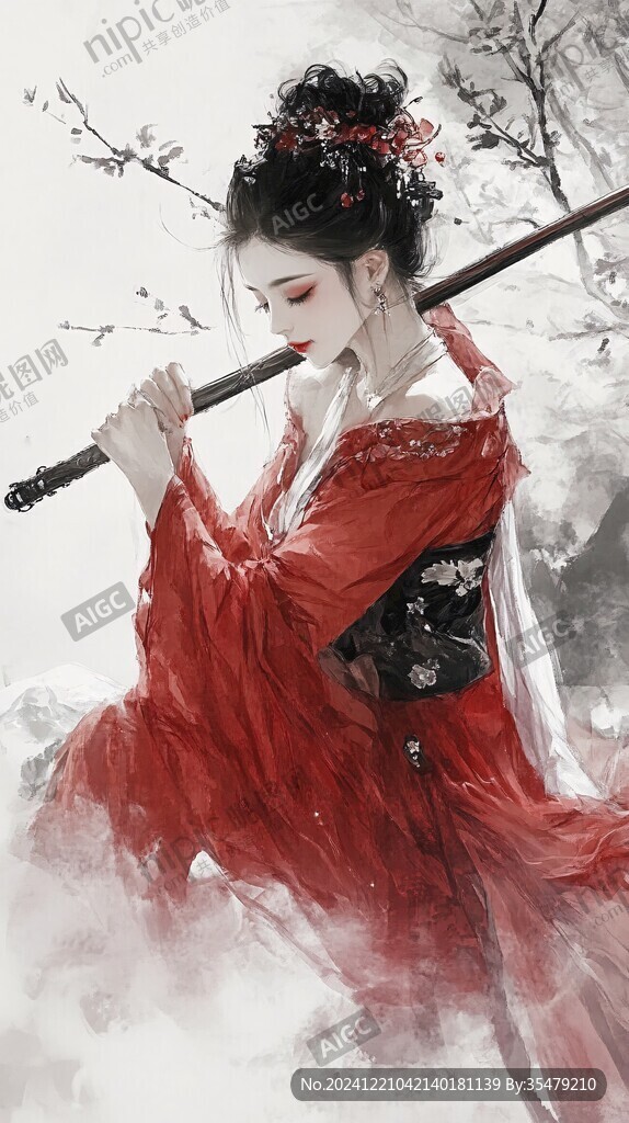 红衣少女设计古风