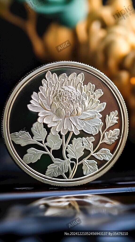 3d浮雕金属牡丹花