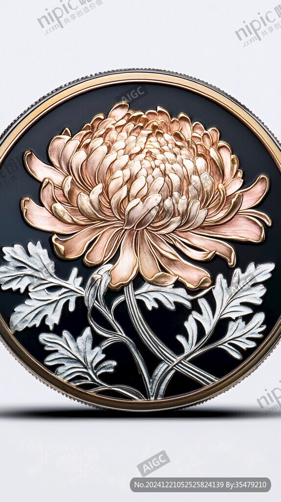 3d浮雕金属牡丹花
