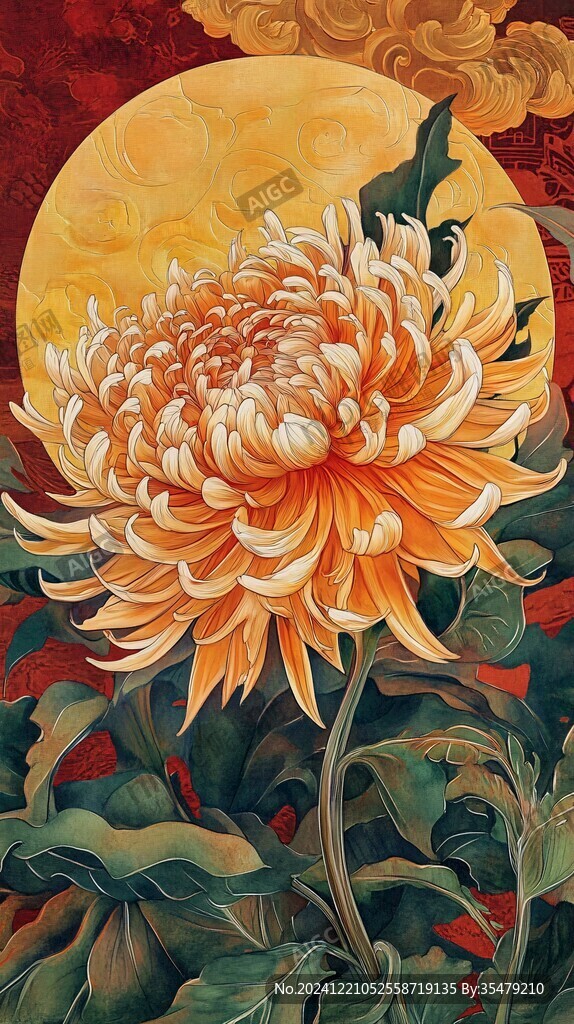 秋菊圆月