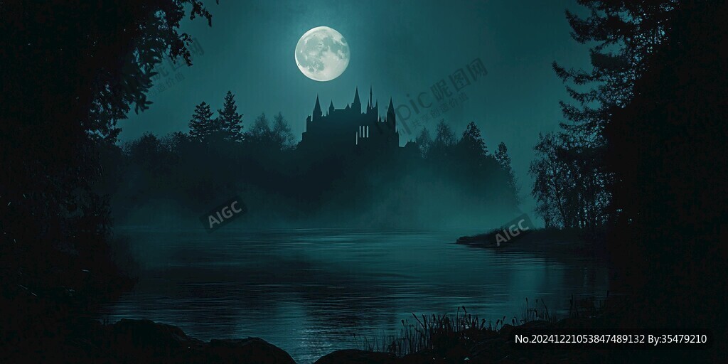 月色夜色梦幻森林背景