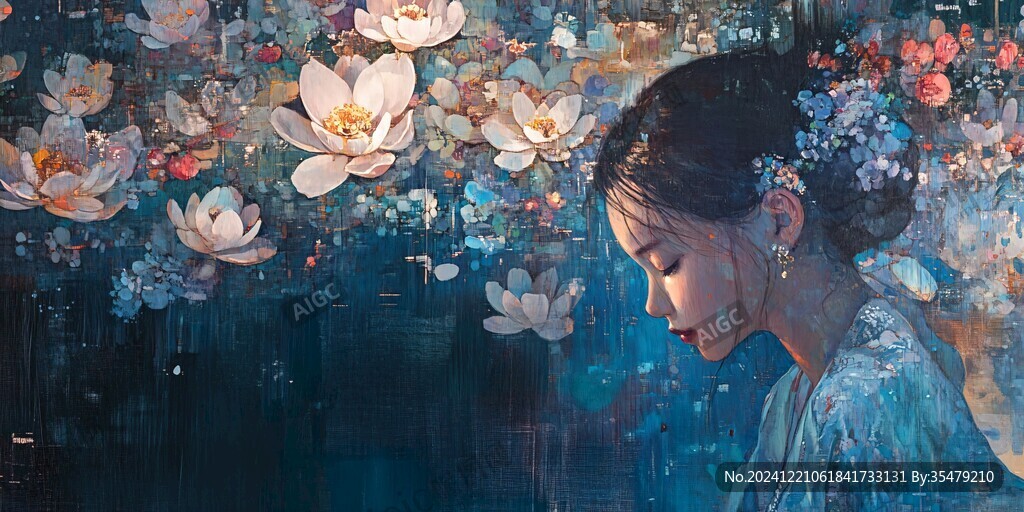 梦幻唯美蓝色系少女