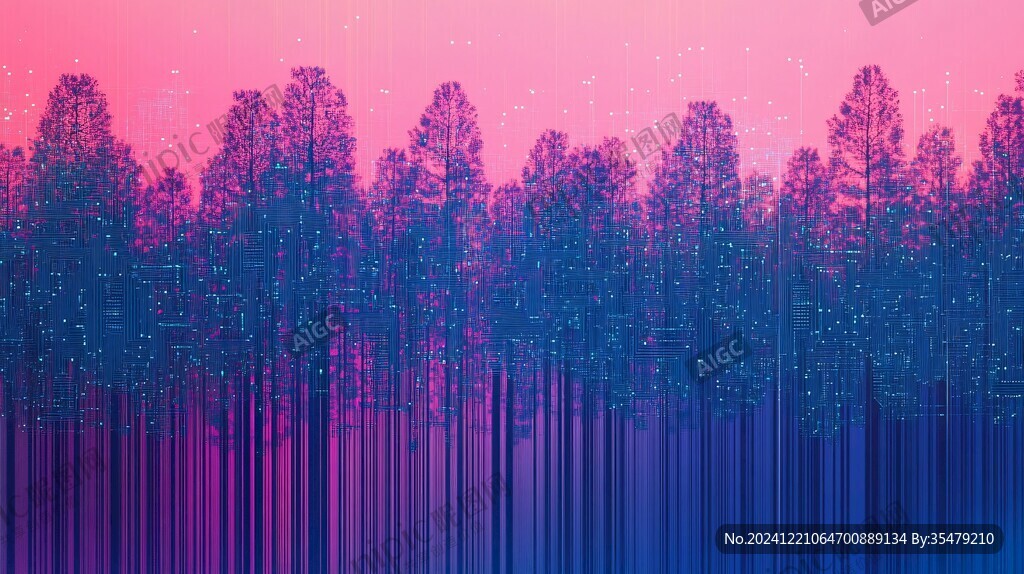 抽象夜森林