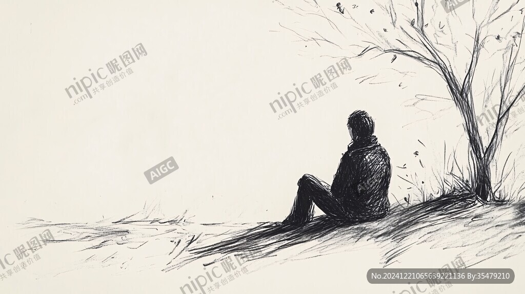 孤独背影插画