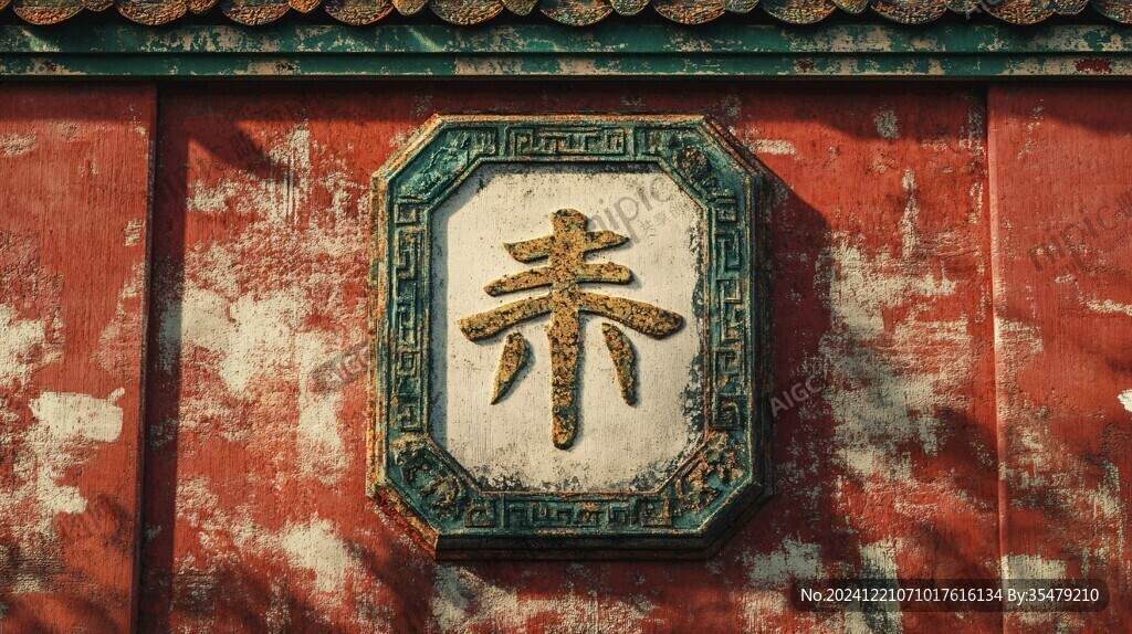 斑驳的朱红大门背景