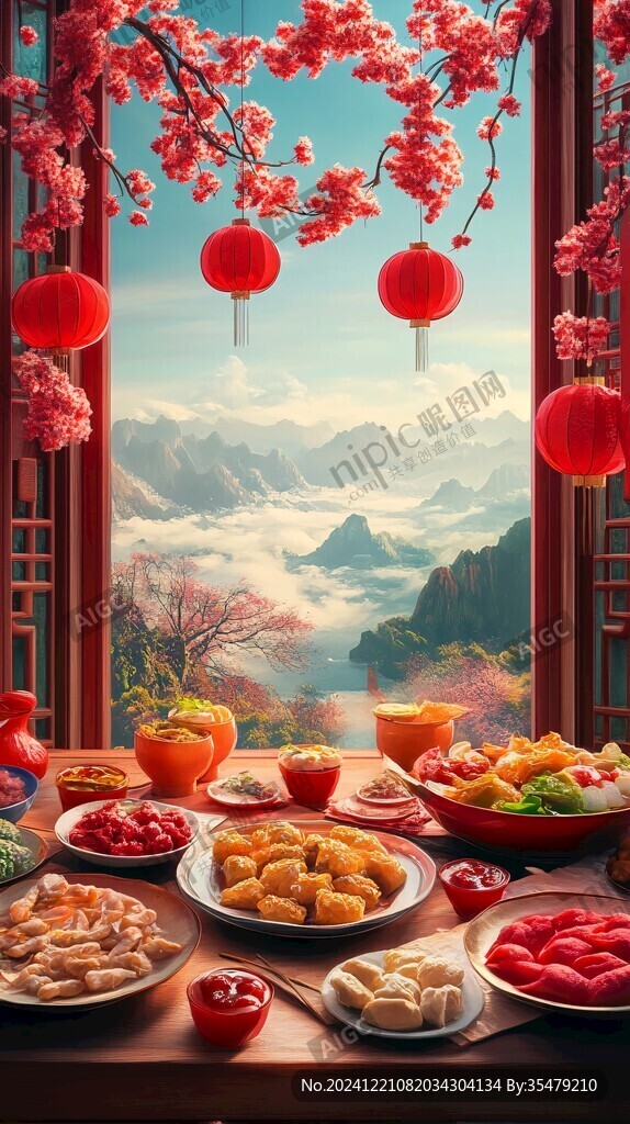古代迎春纳财场景