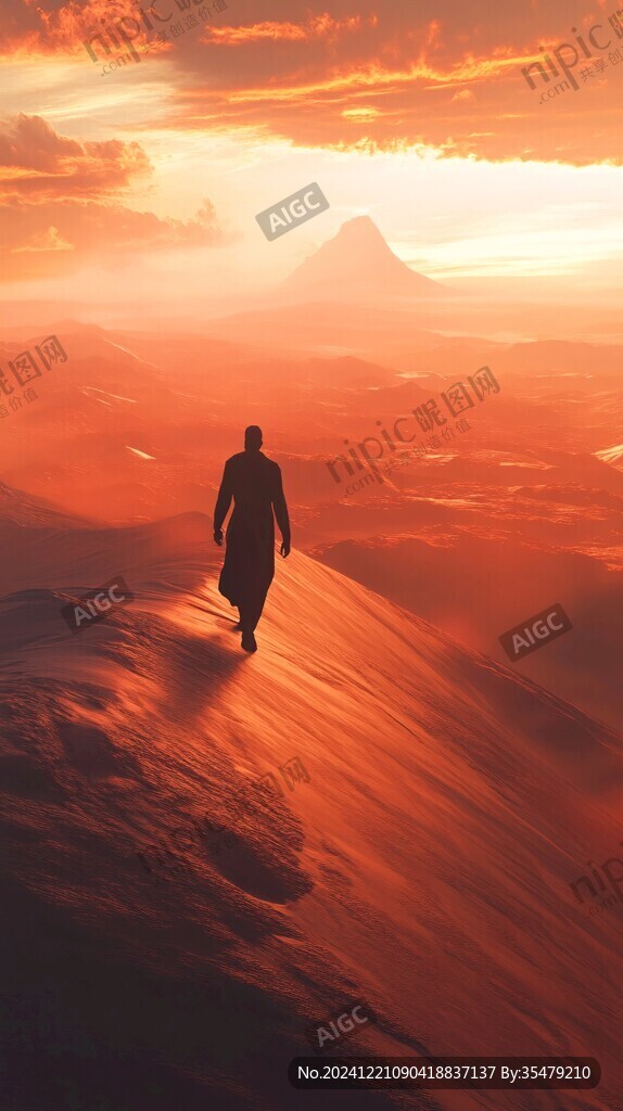 夕阳下的独行者