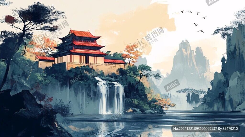 山水楼阁雅致意境风