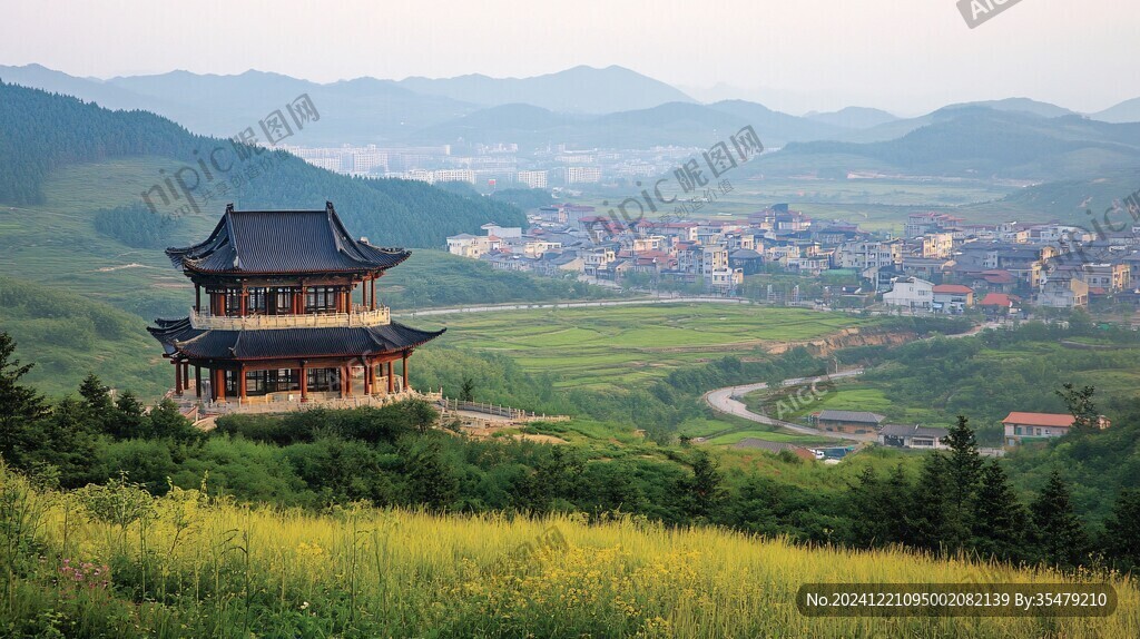 楼阁乡村风光