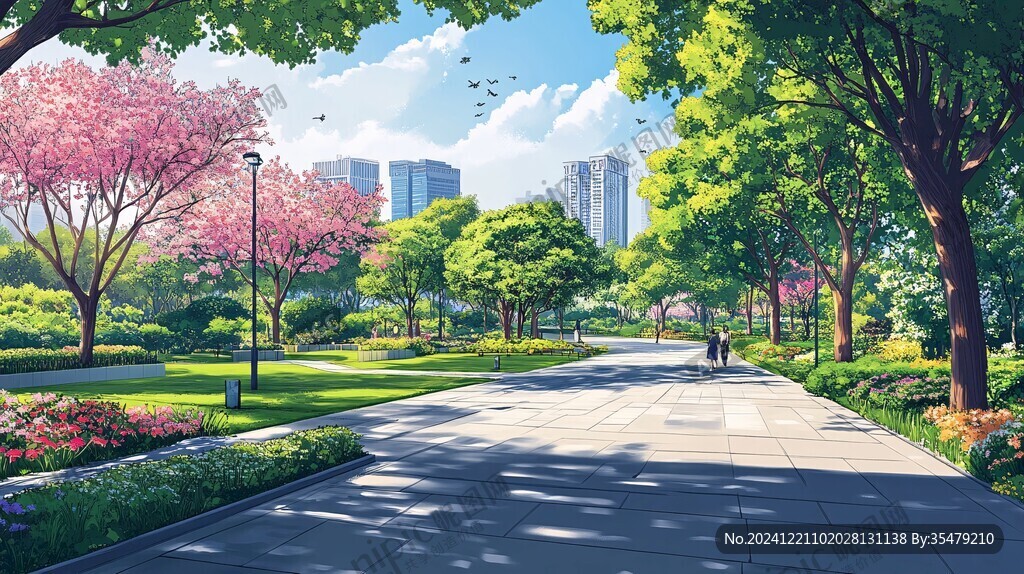 道路绿化透视