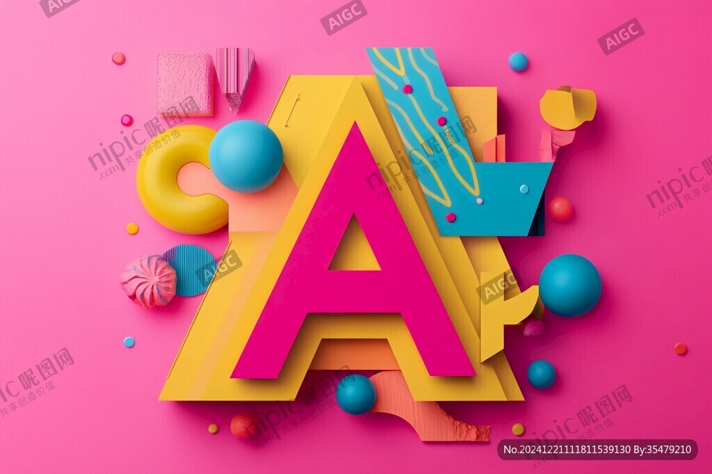 立体字母a