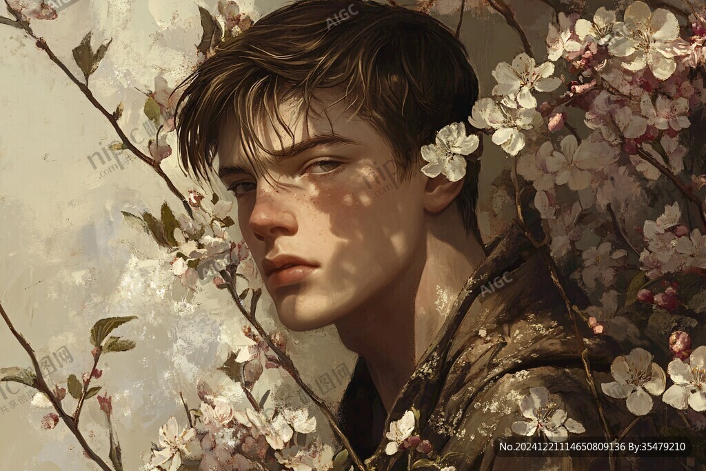 唯美男生插画