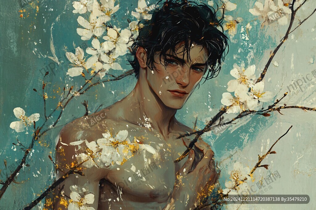 唯美男生插画