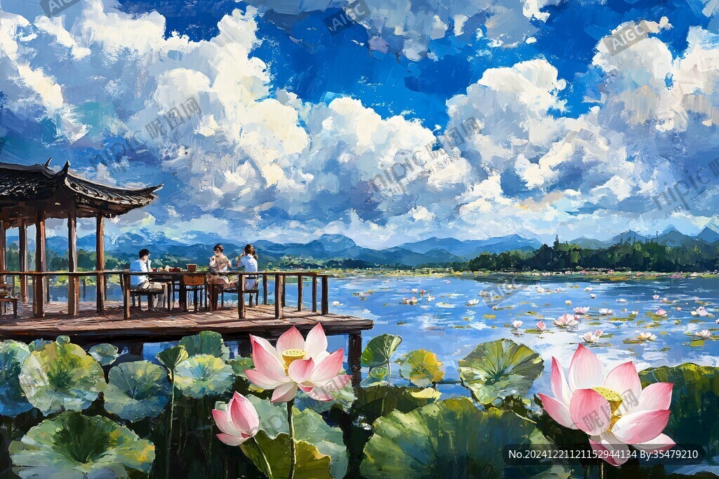 曲院风荷插画