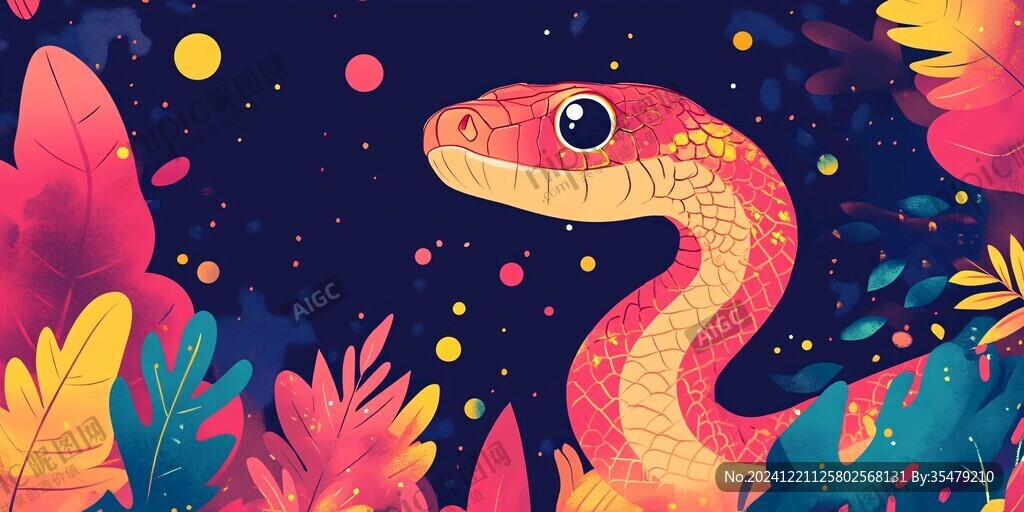 扁平风蛇插画