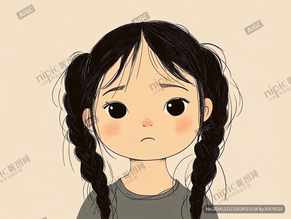 小女孩头像插画