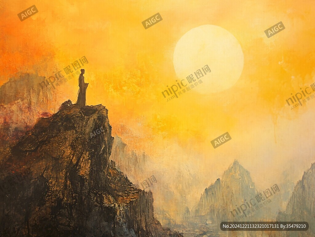向往更高的山峰禅意画