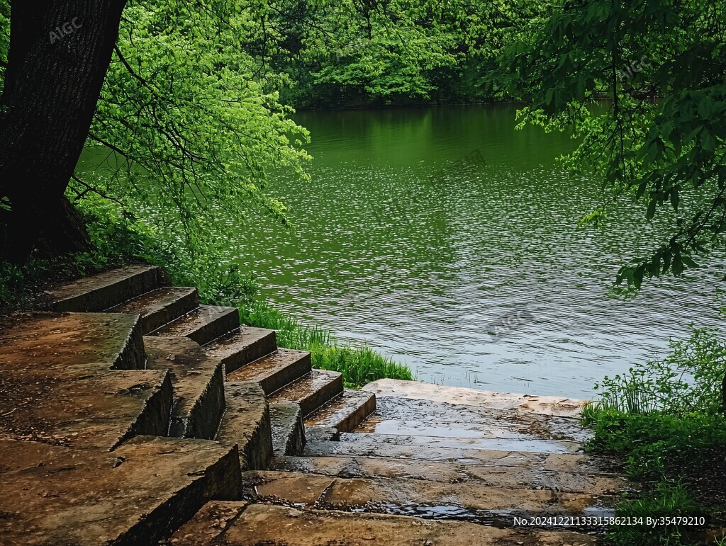水塘边的石阶