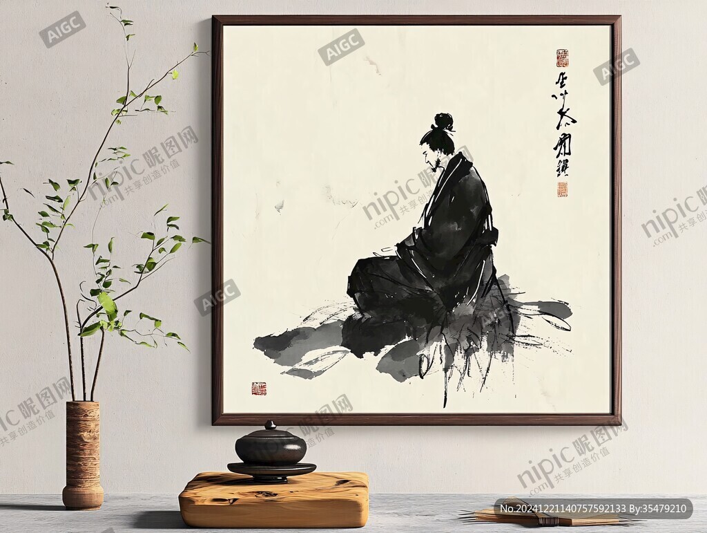 禅道书房水墨挂画