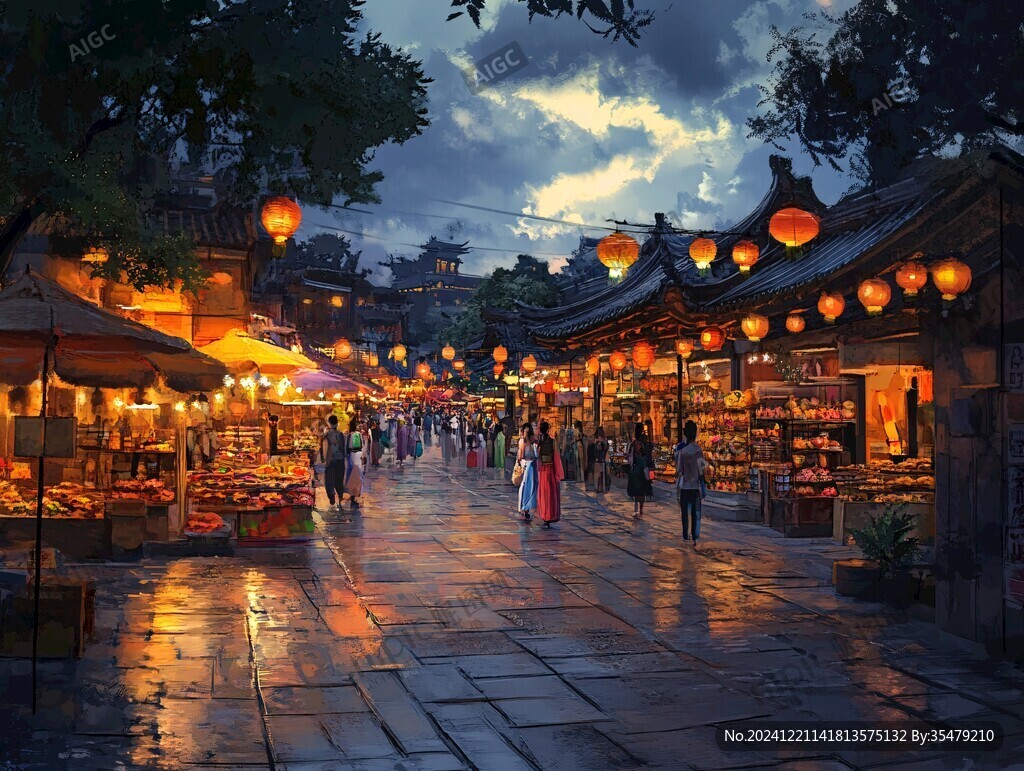 古代繁华夜市