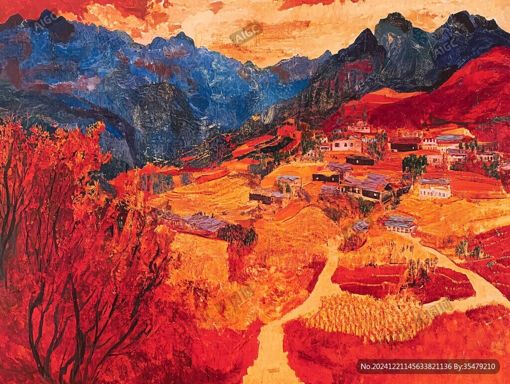 山村油画