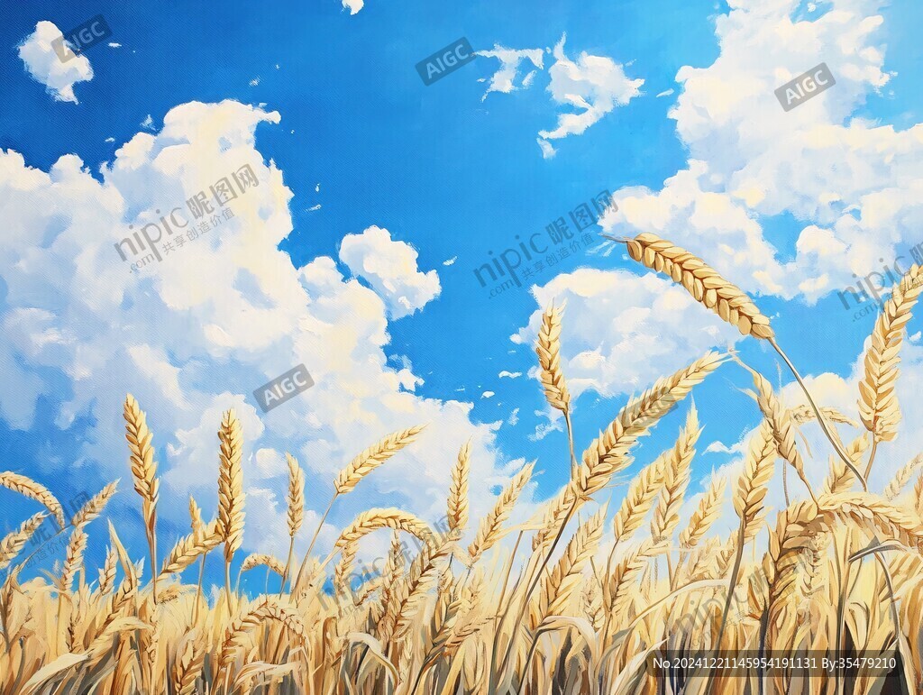 蓝天白云麦穗