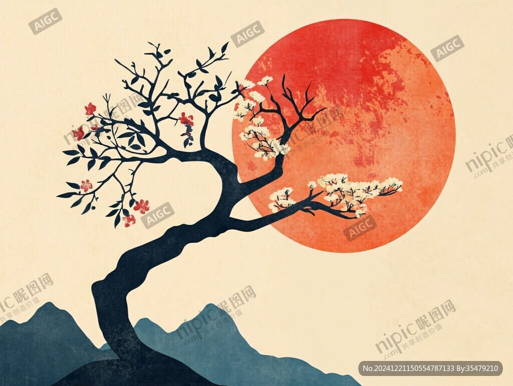 板绘梅花插画