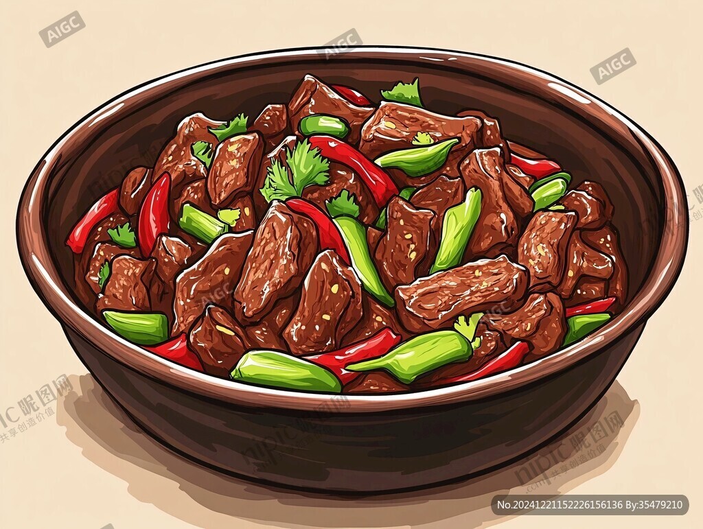 爆炒腰花插画