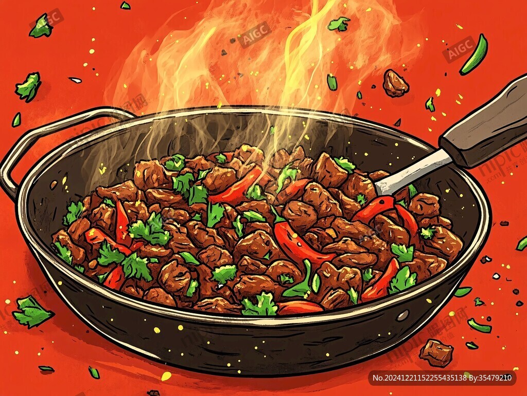 炒牛肉粿插画