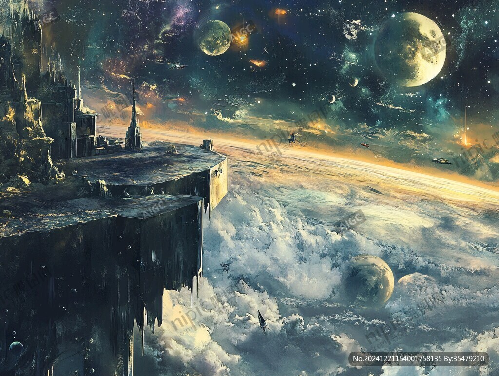 天界晓钟风景插画