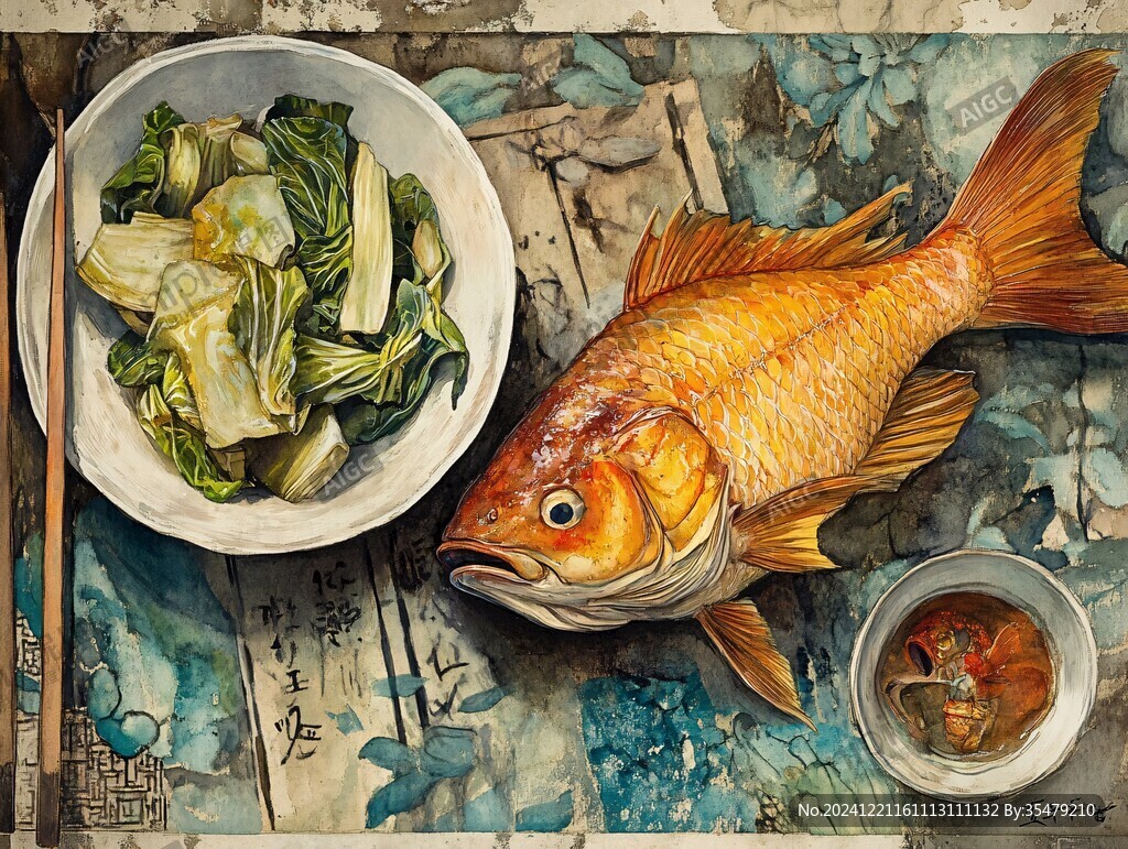 灶台鱼插画