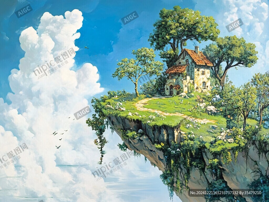 3d云海悬浮小岛