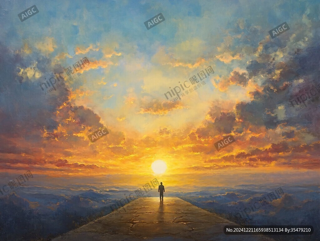 油画日出