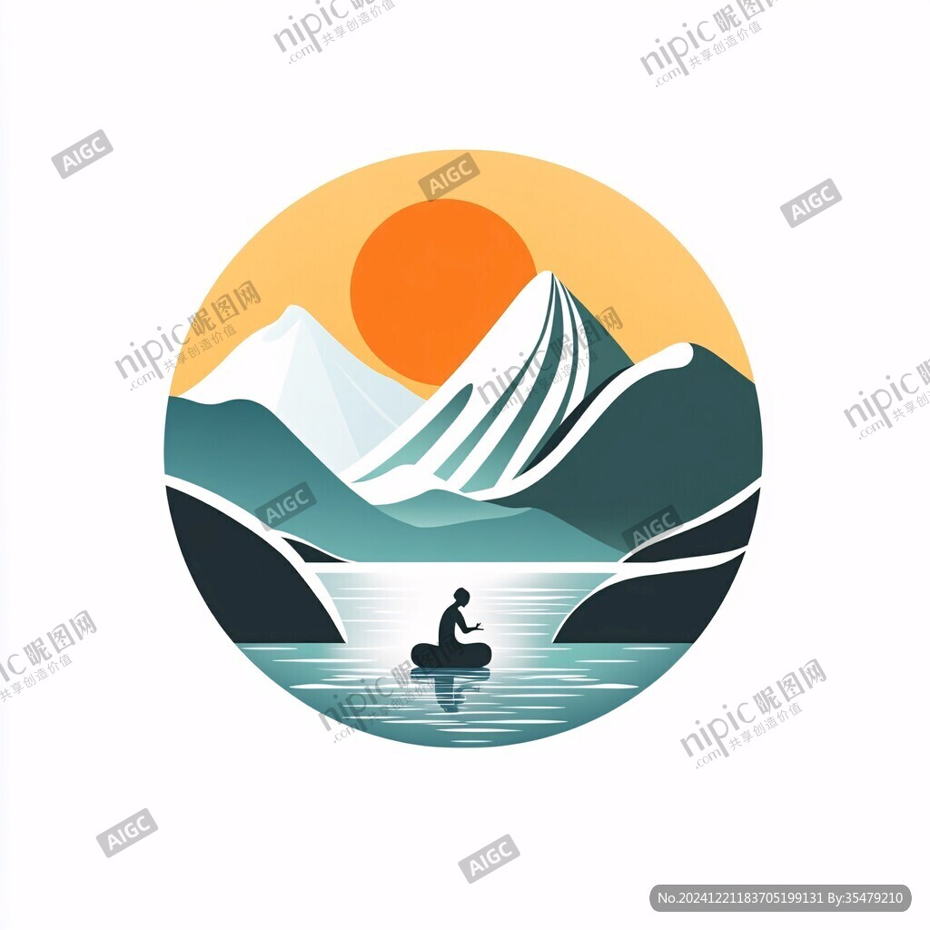 山水插画logo