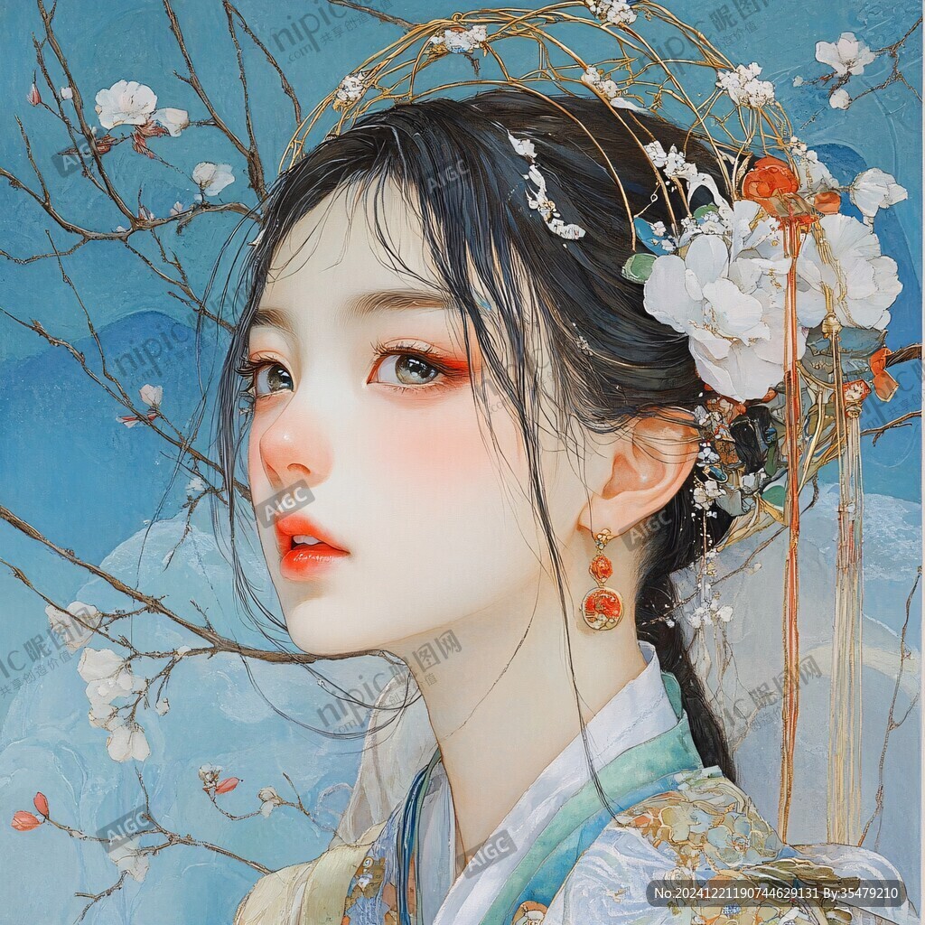 古风美女头像插画封面