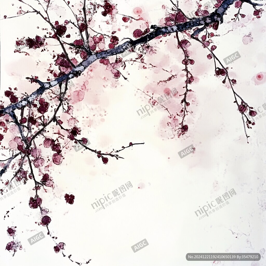 水彩梅花墙纸