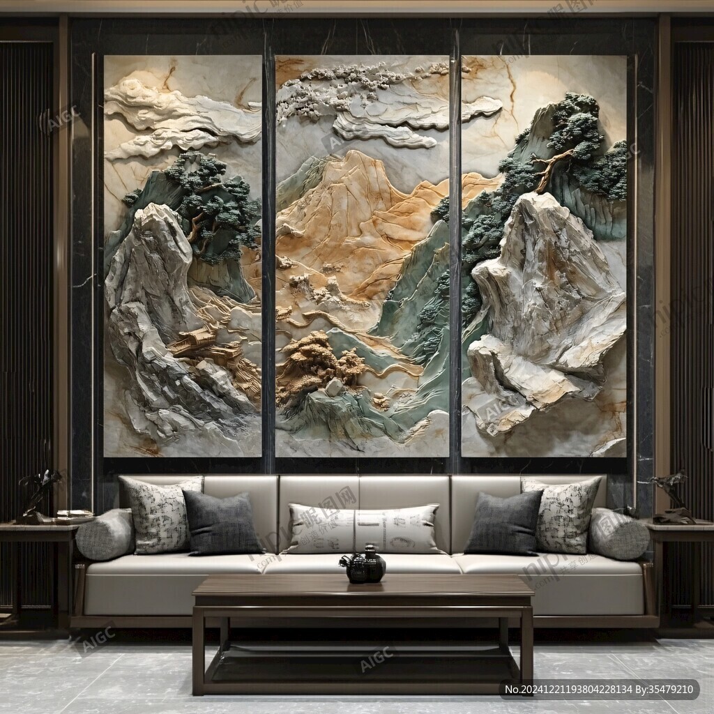岩板山水画