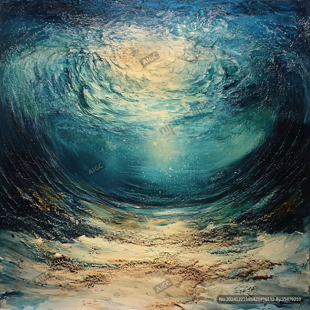 海浪油画