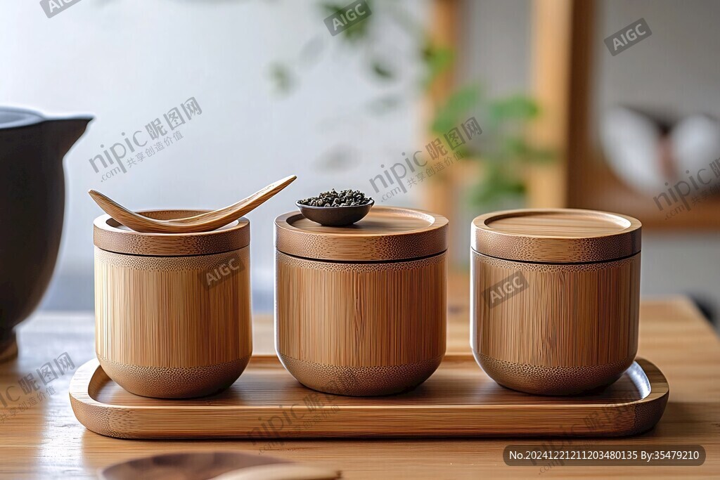 竹制手工茶罐