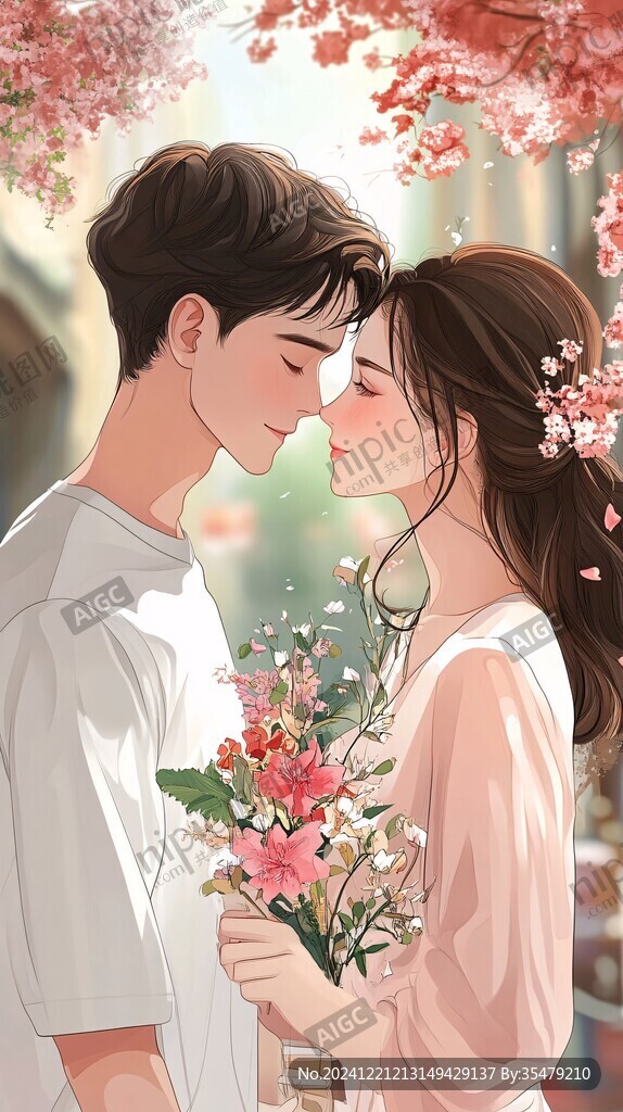 唯美浪漫情侣插画