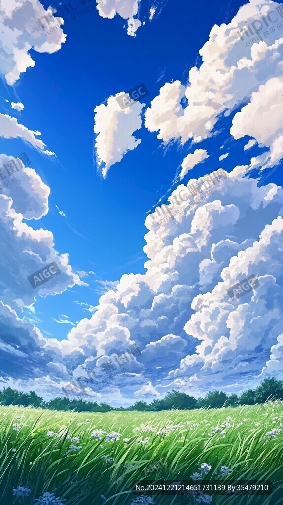 插画蓝天白云