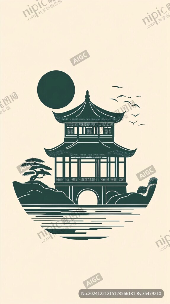 毫州建筑插画剪影