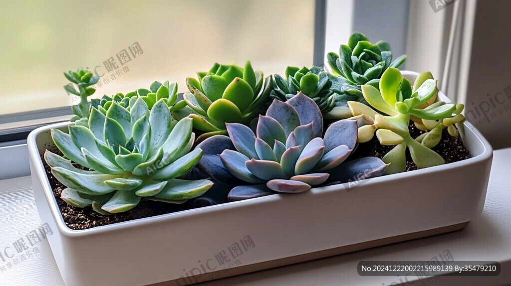 窗台上的多肉植物