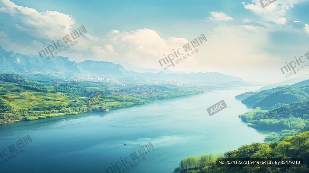 远处黄河岸边山峦背景