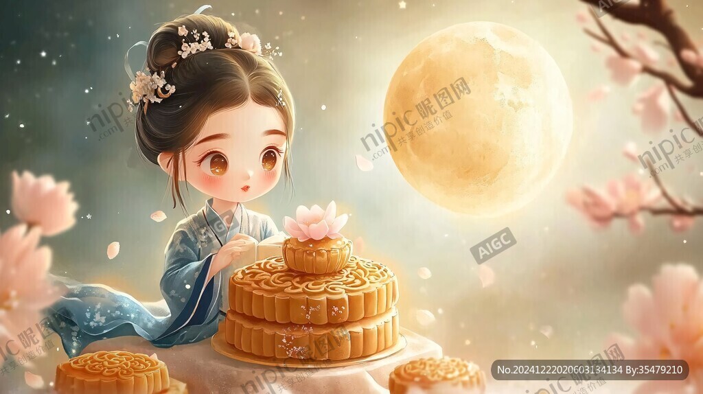 月饼人物ip插画