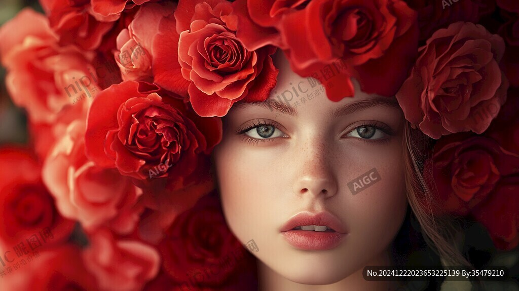 玫瑰花美女