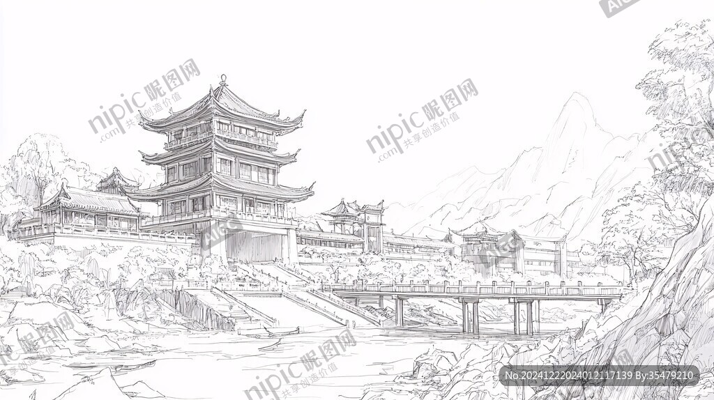 望宸阁线稿