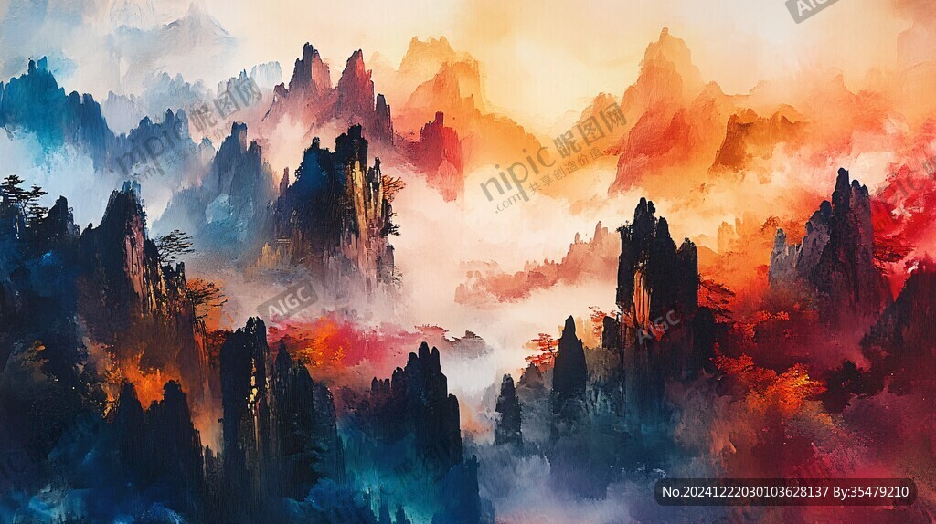 光雾山水墨画