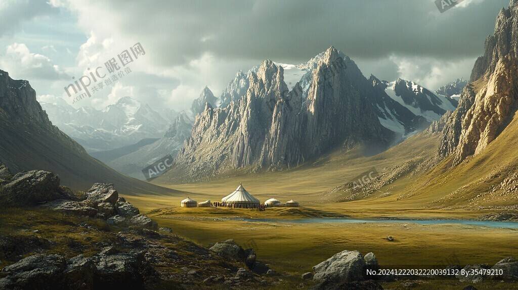壁画电脑画山脉高山