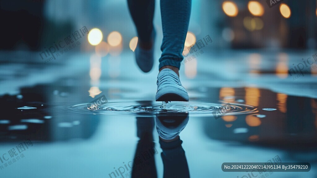 站在雨水里的双脚